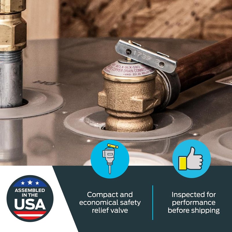 Cash Acme 3/4 Inch F-30 Safety Relief Pressure Release Valve - Durable Brass Plumbing Fitting - Image 3
